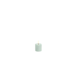 LED melted pillar candle dusty green smooth 5 x 4 5cm