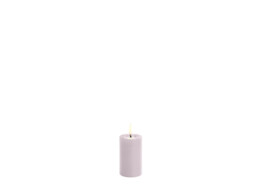 LED melted pillar candle light lavender smooth 5 x 7 5cm
