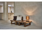 ODILLON - tafellamp - mango hout / katoen - DIA 30 x H 50 cm - donkerbruin