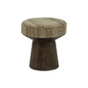 MILENA - kruk - mango hout / wol - DIA 45 x H 45 cm - bruin
