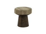 MILENA - kruk - mango hout / wol - DIA 45 x H 45 cm - bruin