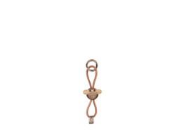 Monkey golden metal keychain with natural leather teak