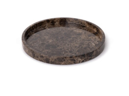 Dienblad rond marmer met rand bruin 30cm