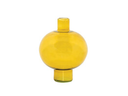 Vase glass round amber green