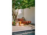 Earthenware side table L cream