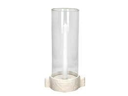 TRULLI - kandelaar - aluminium / glas - L 17 x W 12 5 x H 35 cm - gebroken wit
