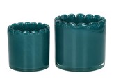 WAVES - windlicht - glas - DIA 10 x H 9 5 cm - turkoois