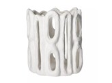 CADIZ - windlicht - steengoed - DIA 25 x H 27 cm - wit