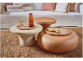 PRETORIA - poef/bijzettafel - kalkpleister - DIA 70 x H 25 cm - terracotta
