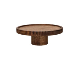 ALPHONSO - taartschaal op voet - mango hout - DIA 38 x H 13 5 cm - walnoot